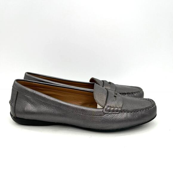 Coach women’s pewter penny loafer flats shoes - Picture 7 of 12